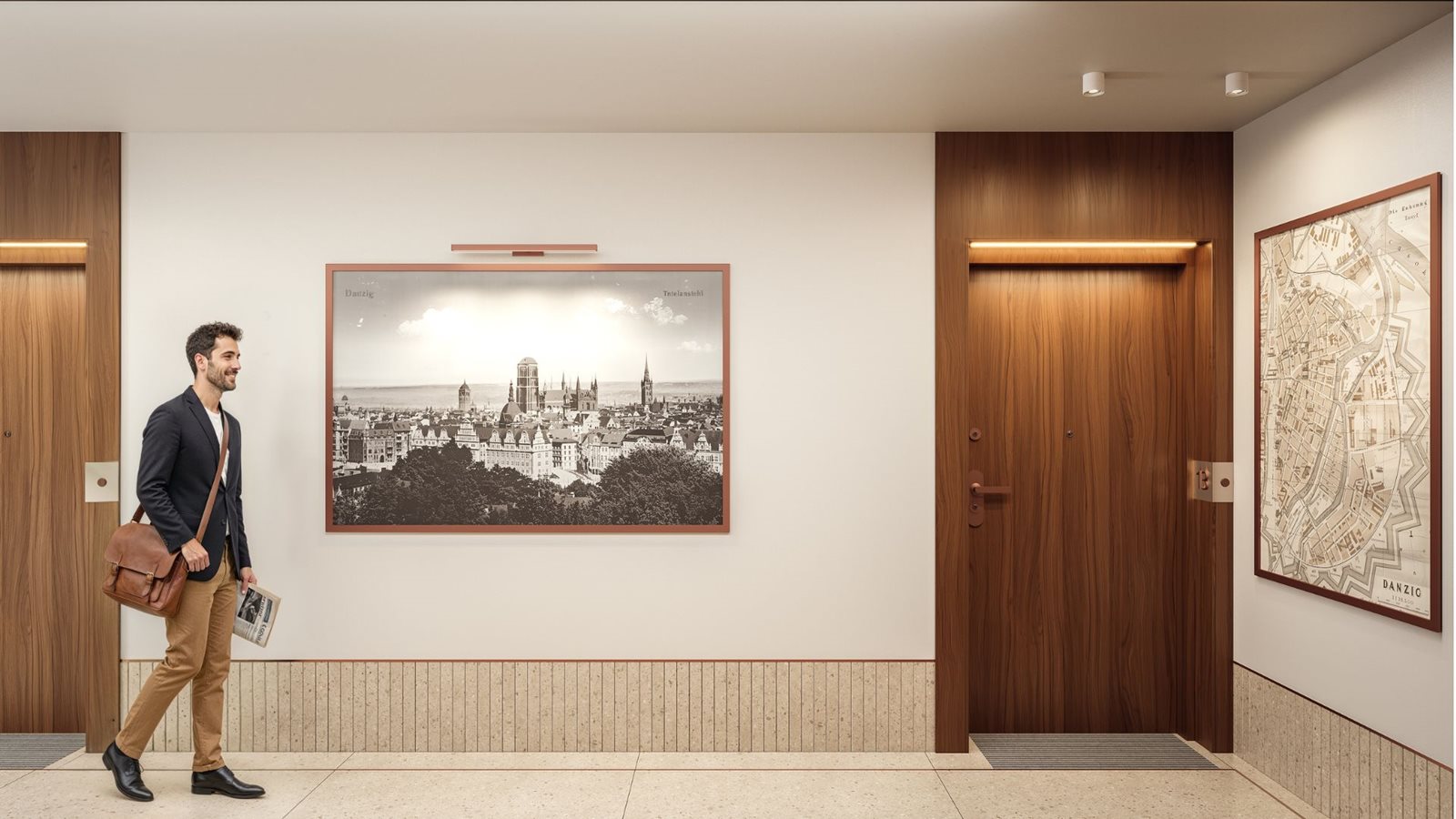 Zajezdnia Motława – eleganckie klatki schodowe i korytarze wzbogacone detalami architektonicznymi