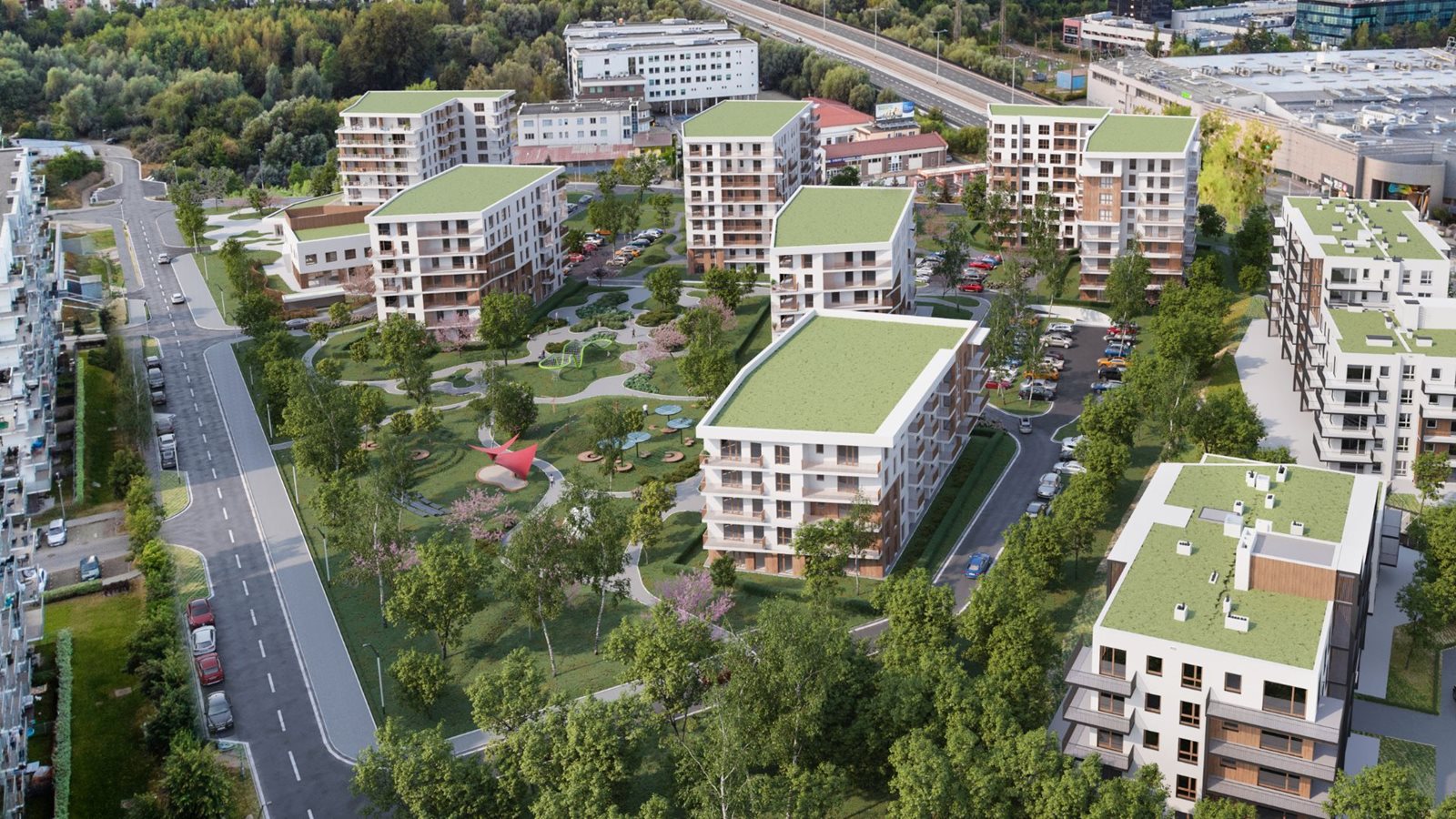 Osiedle Synteza - widok z lotu ptaka na inwestycję